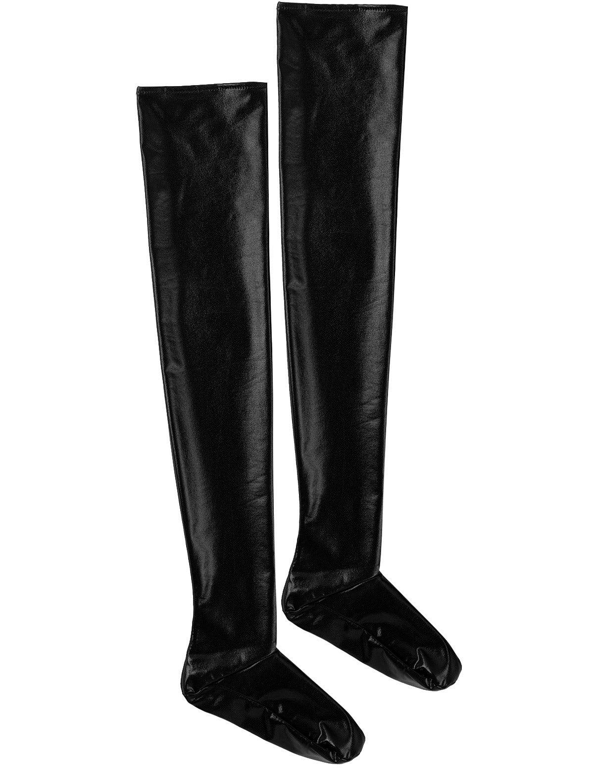 Wet Look Faux Leather Thigh-High Stockings - Passion Pulse Adult