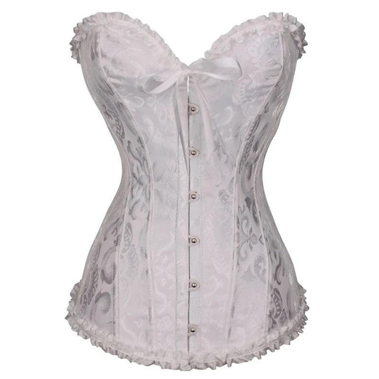 Vintage Floral Lace Overbust Corset with Boning - Passion Pulse Adult