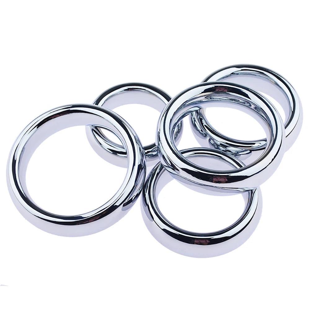 6-Size Metal Cock Ring Set – Penis Bondage & Delay Ejaculation Toy for Men - Passion Pulse Adult