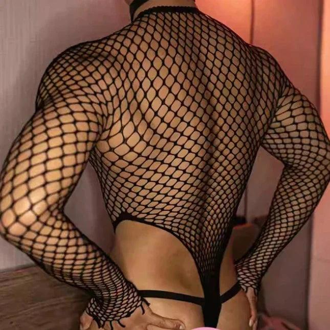 Night Club Mesh Bodysuit for Men – Sexy Fetish Lingerie & Erotic Long Sleeve Underwear - Passion Pulse Adult