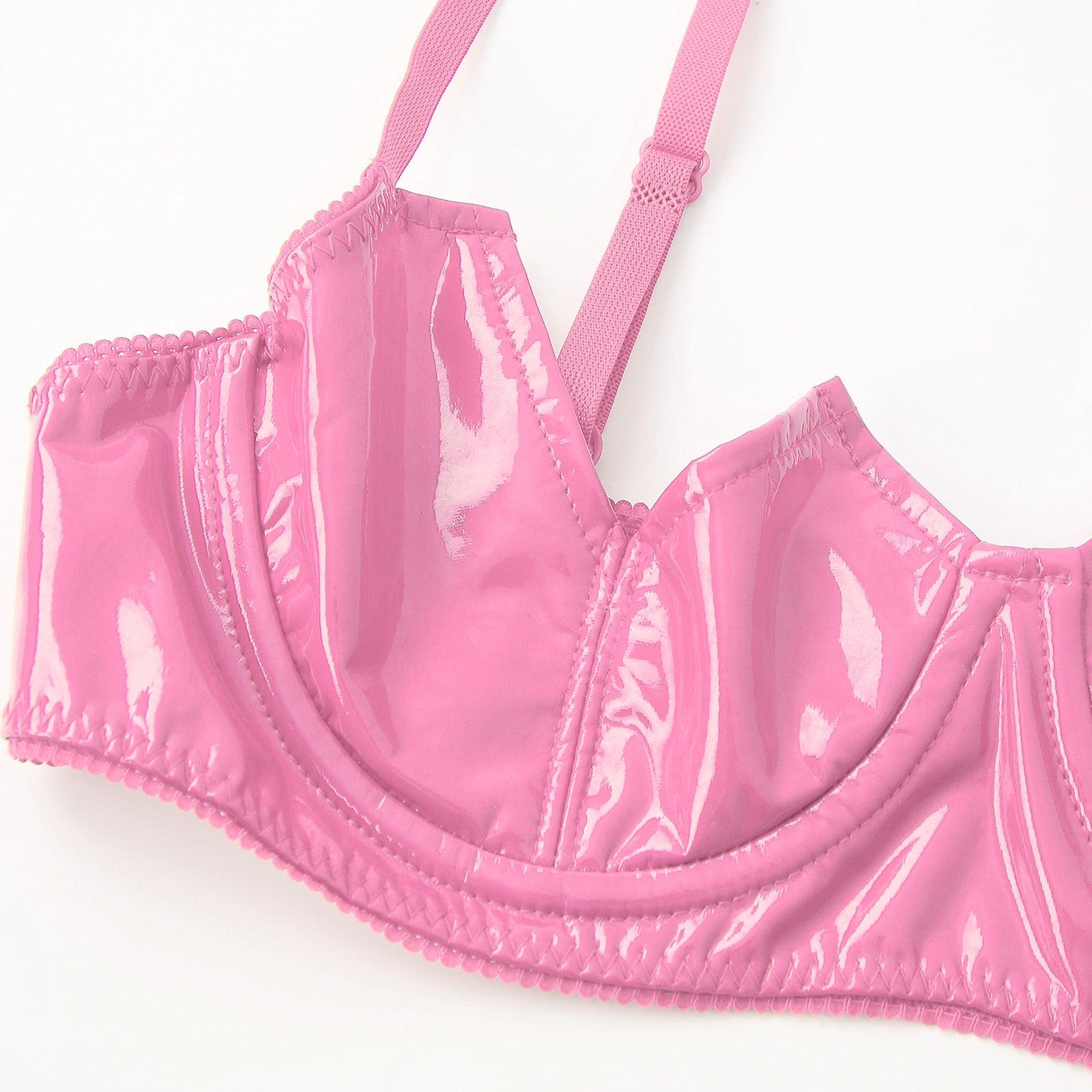 Patent Leather Open Chest V-Notch Underwire Bra - Passion Pulse Adult