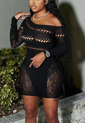 Hot Sexy Crochet Plus Size Lingerie – Long-Sleeve Babydoll Chemise - Passion Pulse Adult