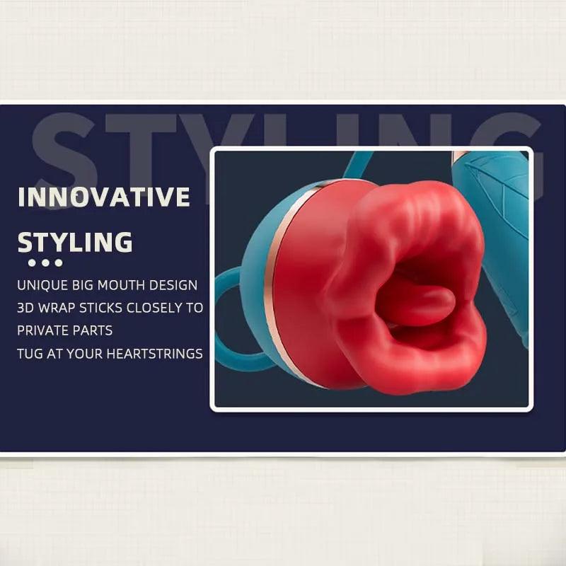 2-in-1 Red Lips Licking & Telescopic Vibrator – Dual Pleasure for Women - Passion Pulse Adult