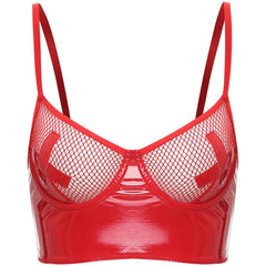 Wet Look Mesh Balconette Bra | Sexy Lingerie - Passion Pulse Adult