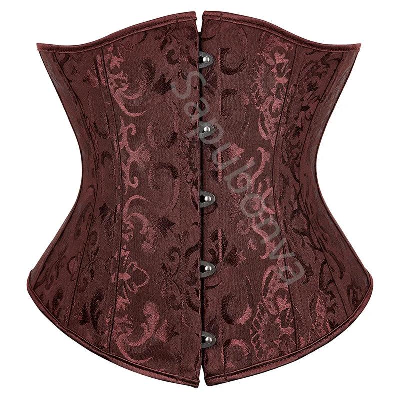 Pink Underbust Corset Top – Plus Size Waist Cincher Gothic Corselet in Black, White, Red, Blue, Rose - Passion Pulse Adult