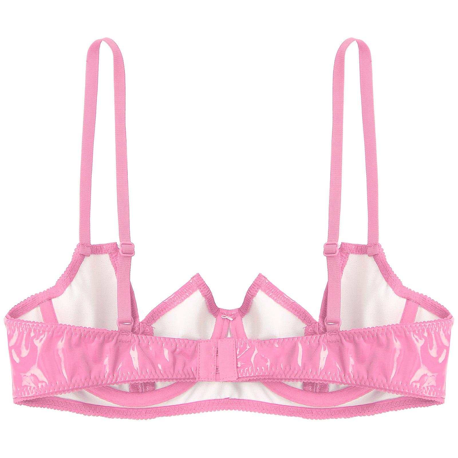 Patent Leather Open Chest V-Notch Underwire Bra - Passion Pulse Adult