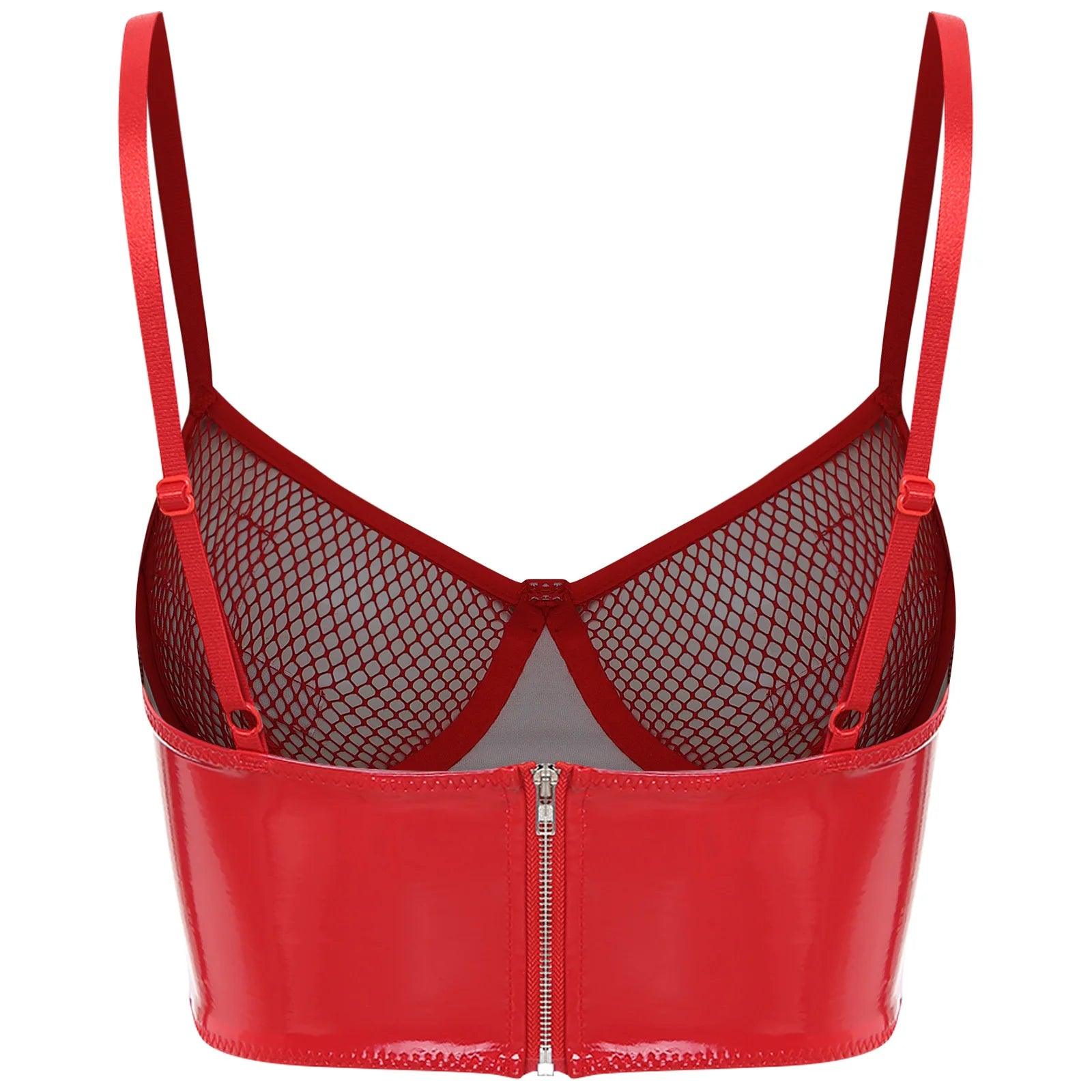 Wet Look Mesh Balconette Bra | Sexy Lingerie - Passion Pulse Adult