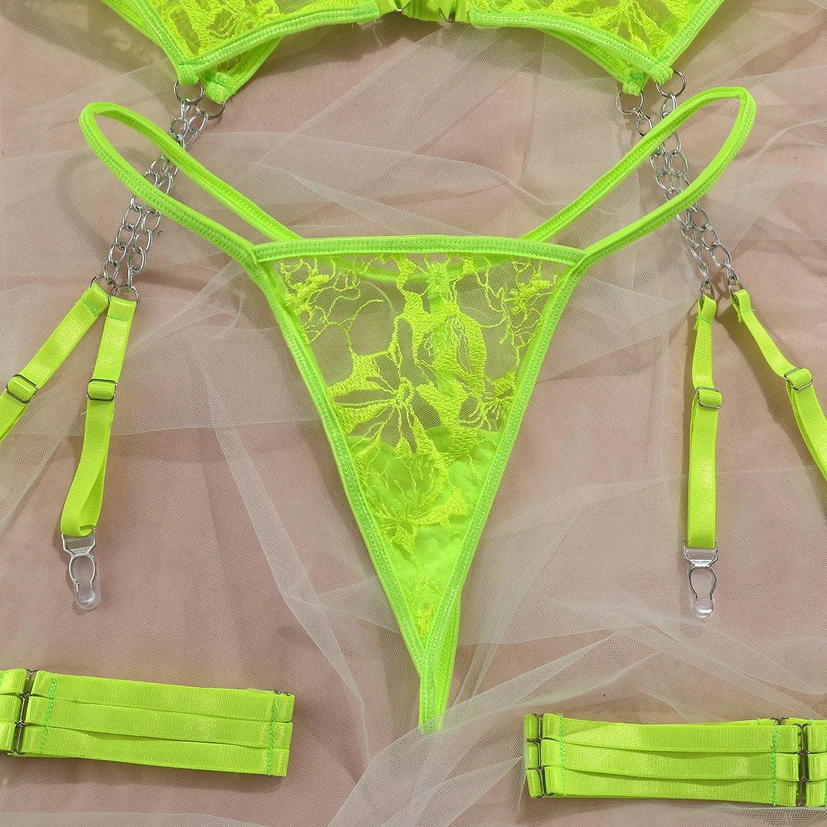 Sexy Lace 4-Piece Lingerie Set | Luxury Fit - Passion Pulse Adult