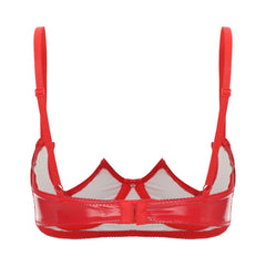 Patent Leather Open Chest V-Notch Underwire Bra - Passion Pulse Adult