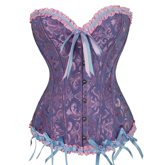 Vintage Floral Lace Overbust Corset with Boning - Passion Pulse Adult