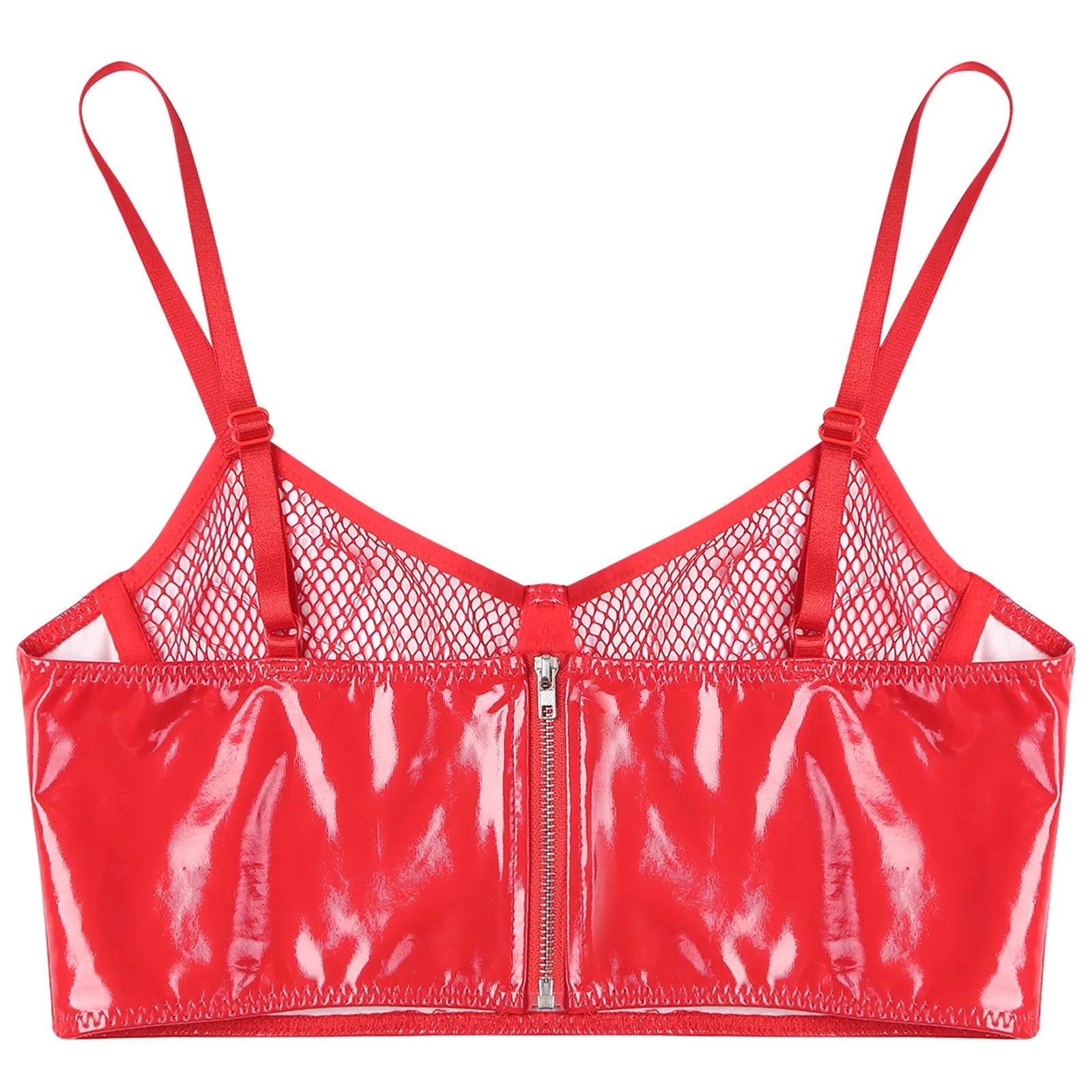 Wet Look Mesh Balconette Bra | Sexy Lingerie - Passion Pulse Adult