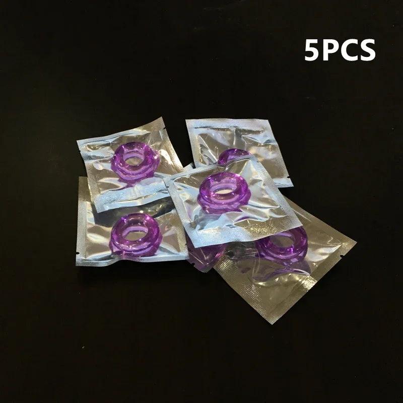 10/5Pcs Silicone Penis Ring Set – Ejaculation Delay & Enlargement for Men - Passion Pulse Adult