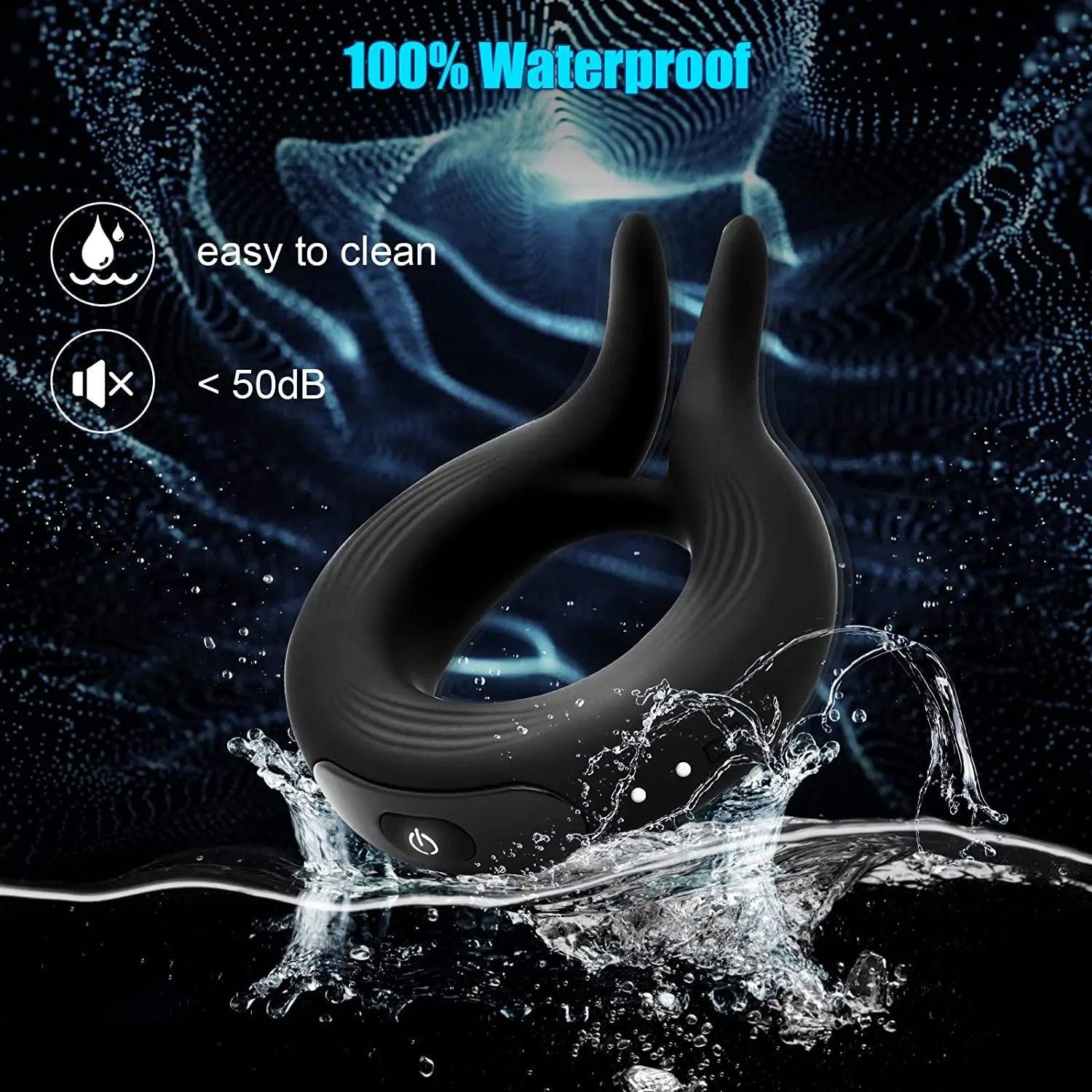 Silicone Penis Ring Vibrator – 10 Modes for Clitoral & Testicle Stimulation - Passion Pulse Adult