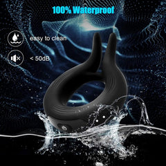 Silicone Penis Ring Vibrator – 10 Modes for Clitoral & Testicle Stimulation - Passion Pulse Adult