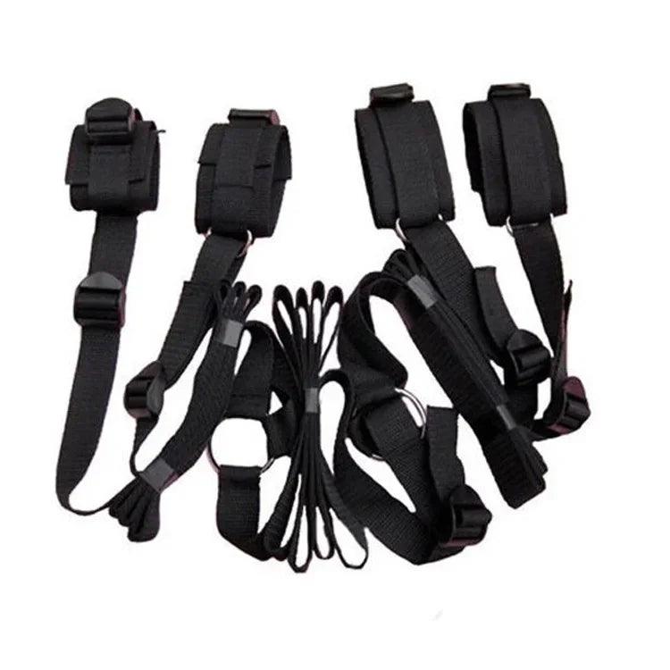 Adjustable Bed Restraint Bondage Kit with Handcuffs and Ankle Cuffs – BDSM Accessories for Couples - Passion Pulse Adult