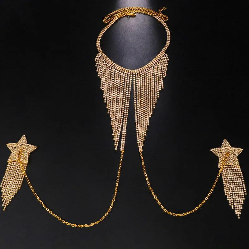 Shiny Rhinestone Star Tassel Breast Patch – Sexy Nipple Patch & Body Chain Jewelry - Passion Pulse Adult