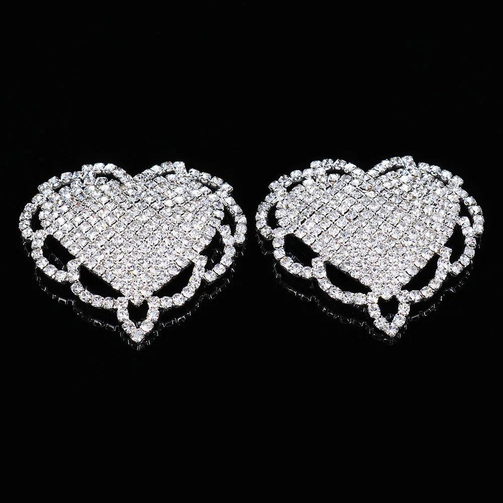 XSBODY 2 PCS Rhinestone Heart Tassel Nipple Stickers – Sexy Body Chain & Breast Petals - Passion Pulse Adult