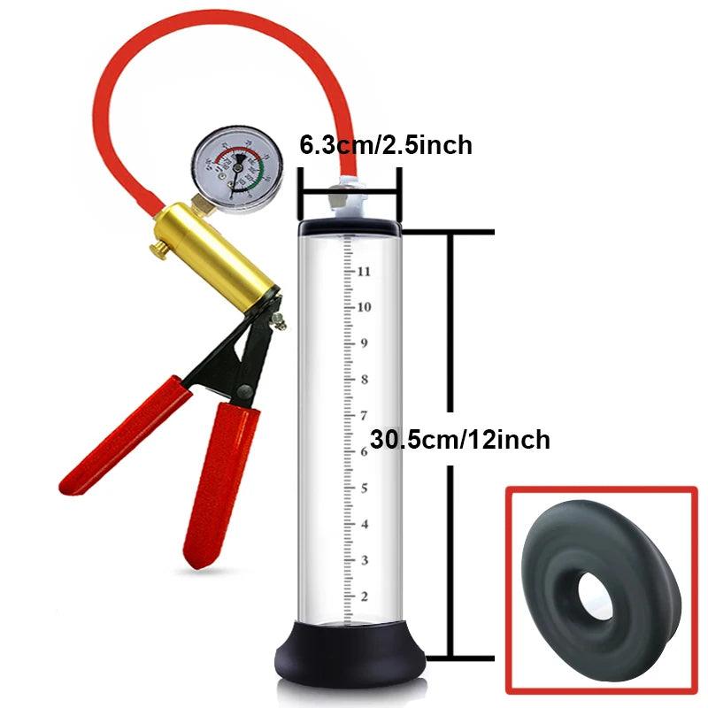 Acrylic Manual Penis Pump – Vacuum Enlarger & Extender for Men - Passion Pulse Adult