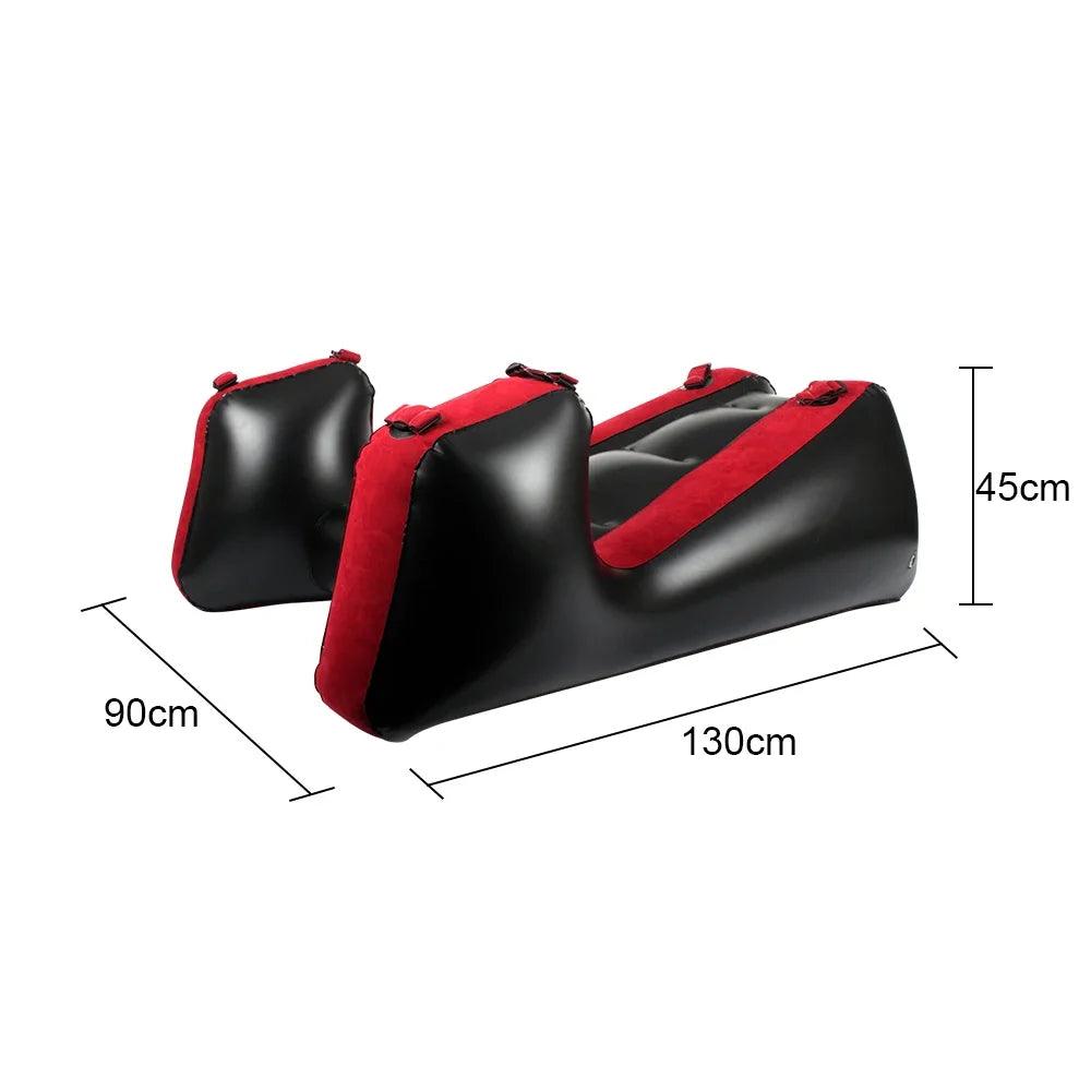 Inflatable Split-Leg Sex Sofa – Flocking PVC Chair with Straps for Couples - Passion Pulse Adult