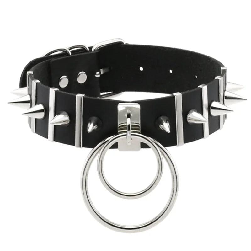 Harajuku Punk Rock Rivet Goth Choker | PU Leather Collar with Heart, Cross & Spikes | Hip Hop Bondage Jewelry for Women - Passion Pulse Adult