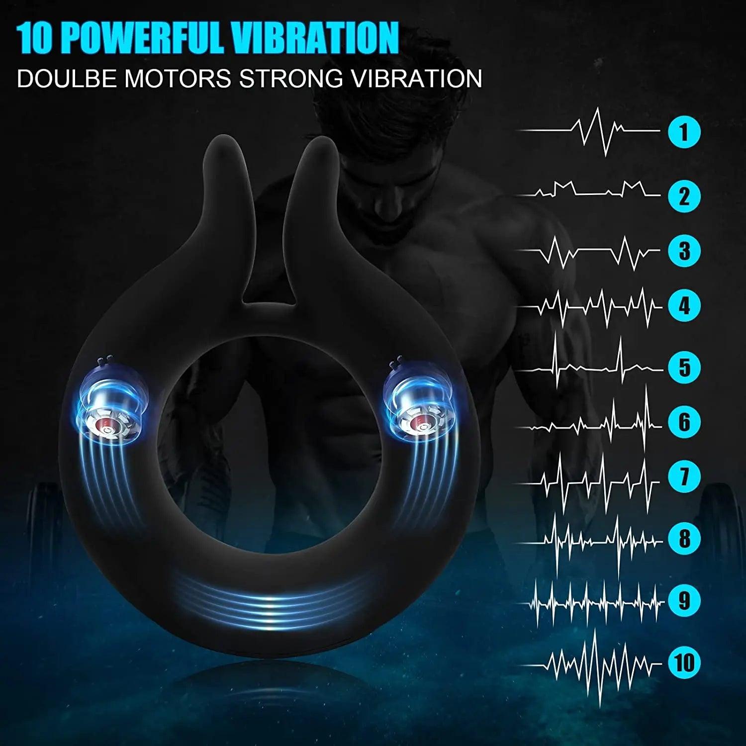 Silicone Penis Ring Vibrator – 10 Modes for Clitoral & Testicle Stimulation - Passion Pulse Adult