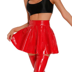 Wet Look PVC Pleated Mini Skirt | Sexy Clubwear - Passion Pulse Adult