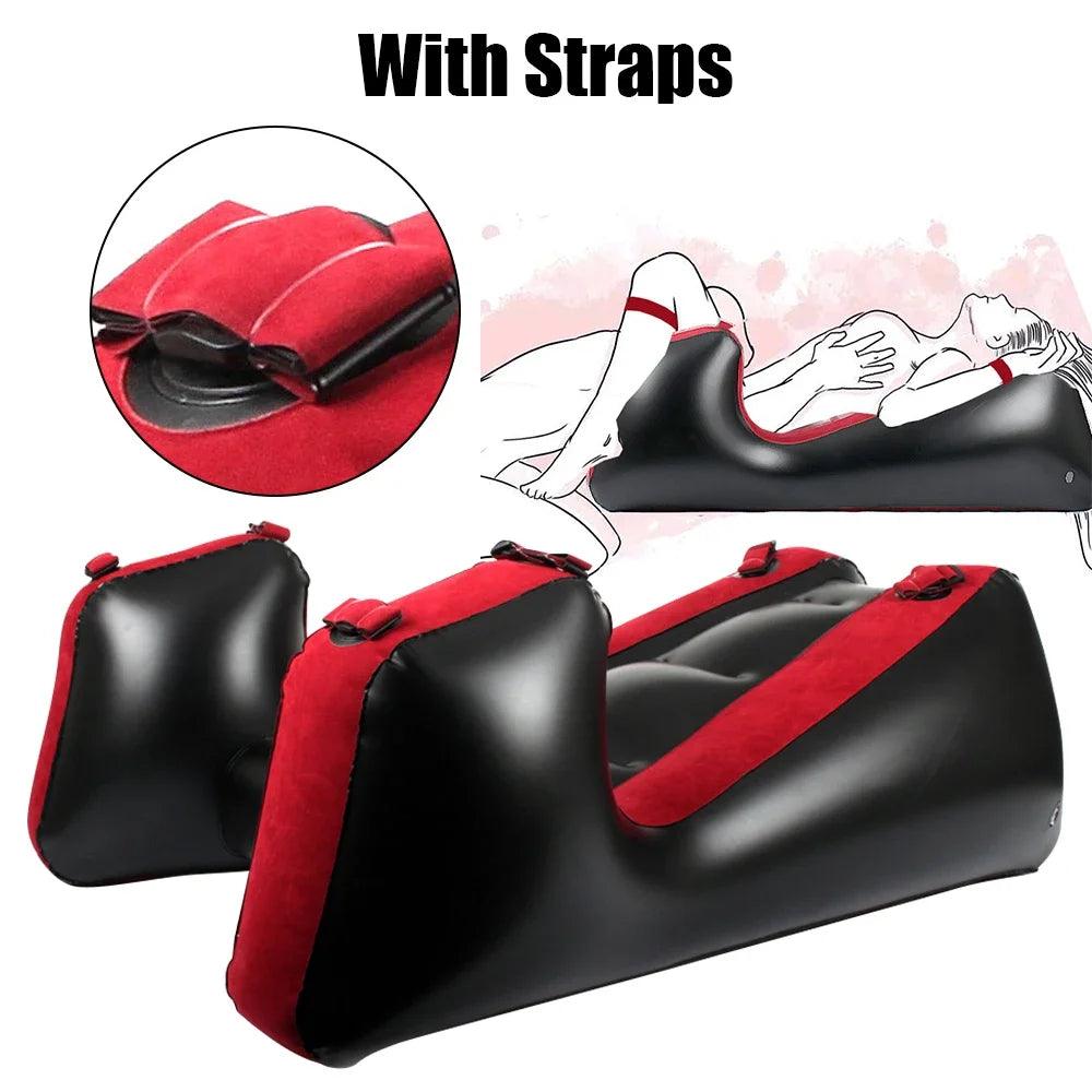 Inflatable Split-Leg Sex Sofa – Flocking PVC Chair with Straps for Couples - Passion Pulse Adult