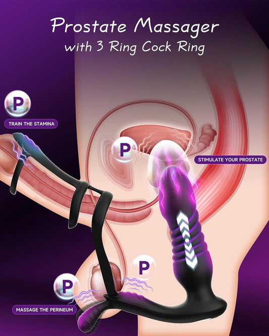 Prostate Massager with Thrusting Vibrator – Remote Control Anal Plug for Men - Passion Pulse Adult