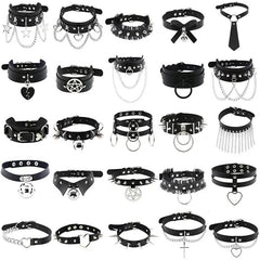 Harajuku Punk Rock Rivet Goth Choker | PU Leather Collar with Heart, Cross & Spikes | Hip Hop Bondage Jewelry for Women - Passion Pulse Adult