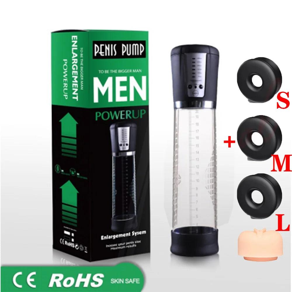 Automatic Electric Penis Vacuum Pump – LED Display Enhancer for Men - Passion Pulse Adult