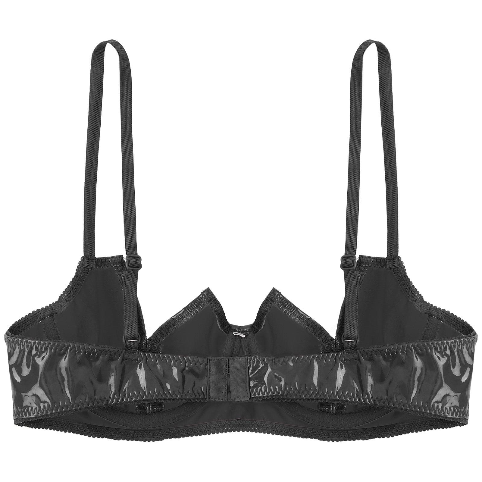 Patent Leather Open Chest V-Notch Underwire Bra - Passion Pulse Adult