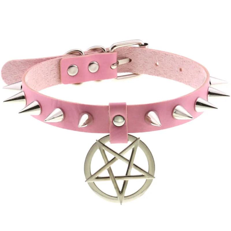 Harajuku Punk Rock Rivet Goth Choker | PU Leather Collar with Heart, Cross & Spikes | Hip Hop Bondage Jewelry for Women - Passion Pulse Adult