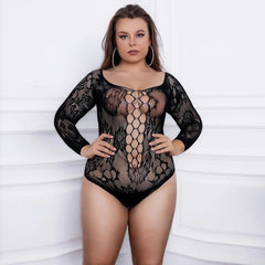 Plus Size Black Lace Babydoll – Sexy Lingerie Nightdress (L-4XL) - Passion Pulse Adult