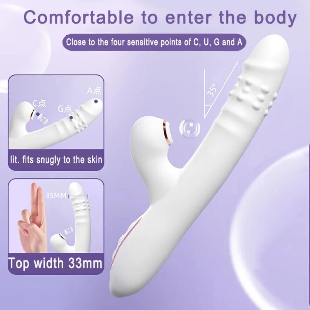 Multifunctional Suction & Licking Dildo – Thrusting Vibration Anal & Vaginal Stimulator - Passion Pulse Adult