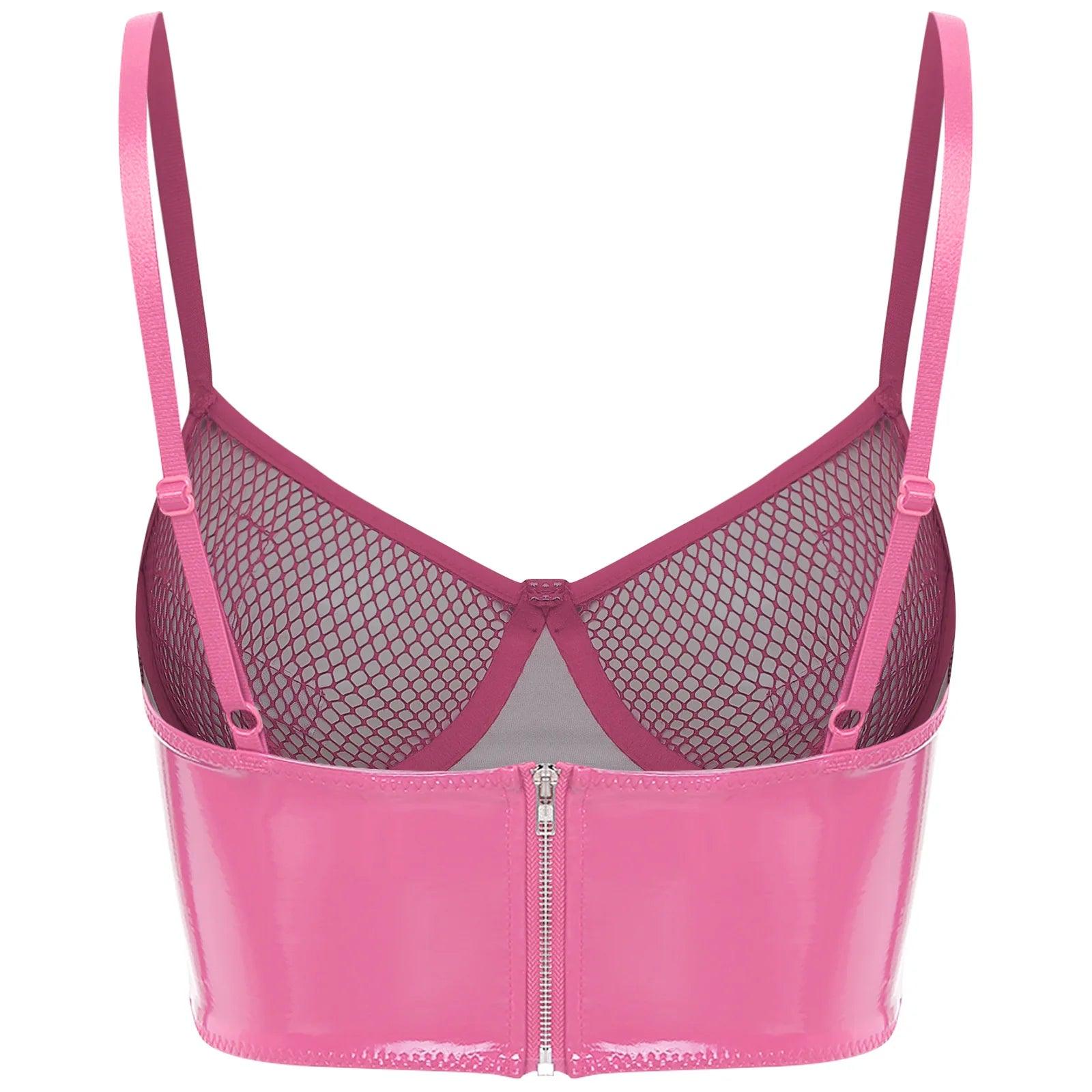 Wet Look Mesh Balconette Bra | Sexy Lingerie - Passion Pulse Adult