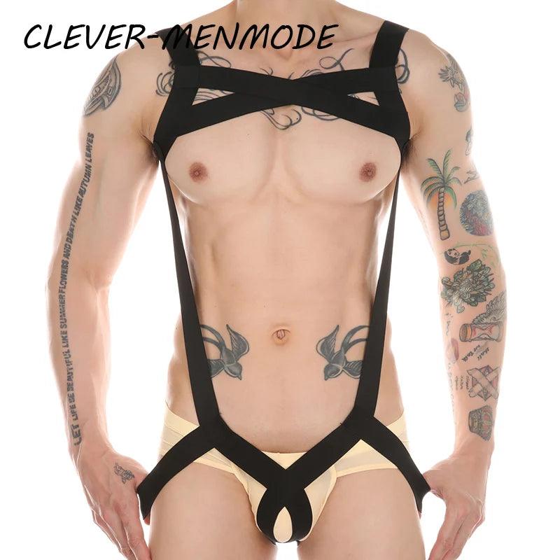Men's Sexy Adult Penis Hole One-Piece Harness – BDSM Restraint & Dick Ring Underwear - Passion Pulse Adult