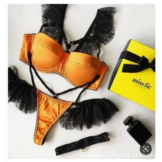 Three Point Bra Lace Thong - Passion Pulse Adult