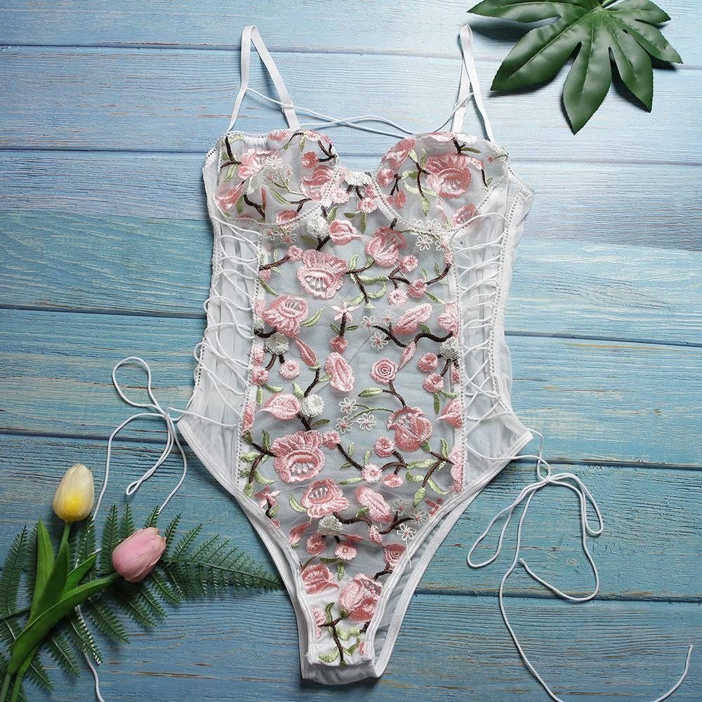 Tempting Flower Embroidered Sexy Jumpsuit - Passion Pulse Adult