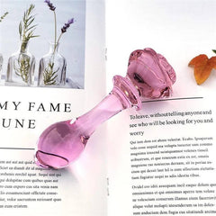 Pink Rose Glass Dildo - Elegant Flower-Shaped Pleasure Toy - Passion Pulse Adult