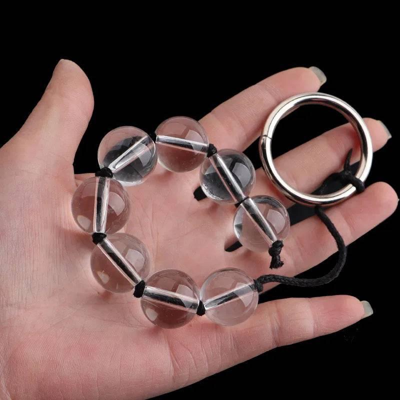 CrystalGlass Anal Beads - 5 Sizes Glass Butt Plug for Men, Women, and Couples with Smooth Vaginal and Anal Balls for BDSM, Massage, and Erotic Play - Passion Pulse Adult
