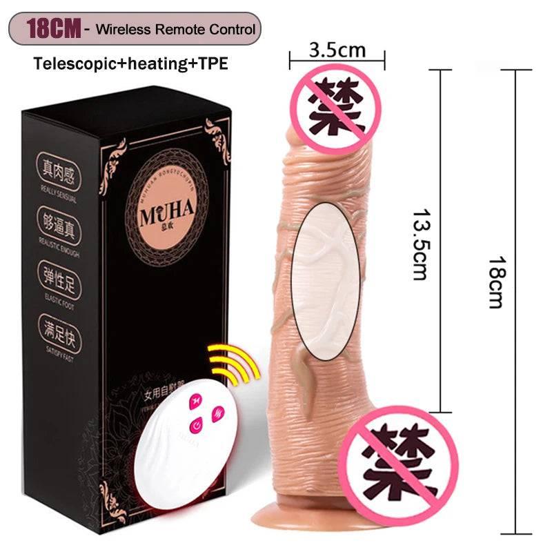 Thrusting Rotating Dildo Vibrator – Remote Control & Suction Cup - Passion Pulse Adult