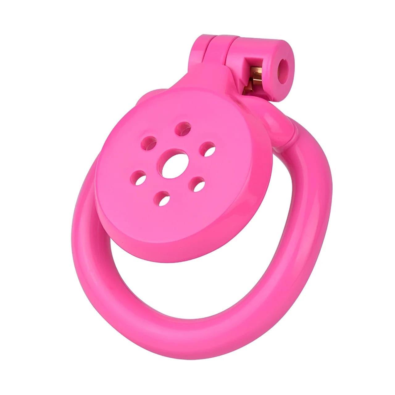 Pink/Black/White Adjustable Mini Metal Chastity Cage with Lock - BDSM Male Slave Cock Ring for Fetish Roleplay and Sissy Bondage Play - Passion Pulse Adult