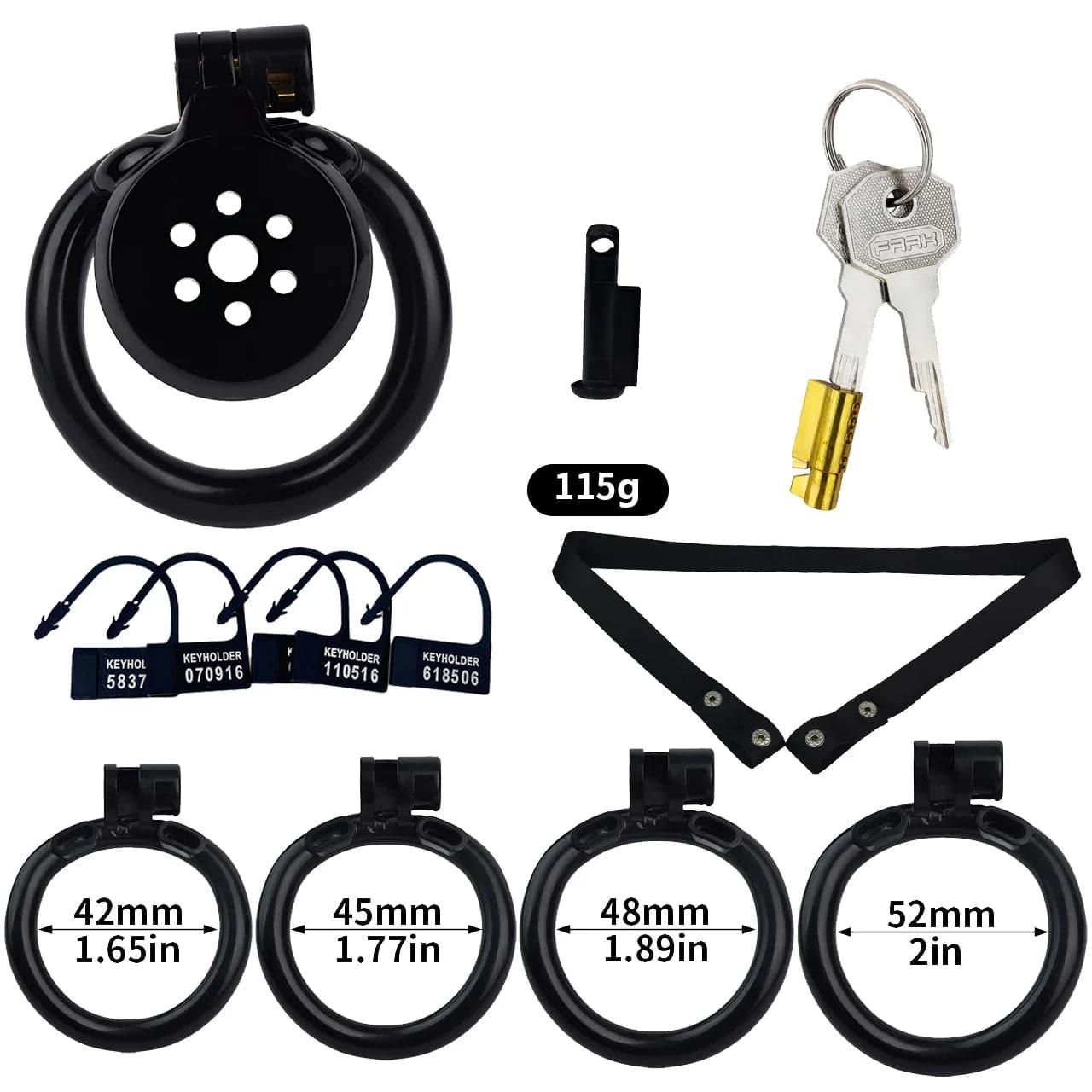 Pink/Black/White Adjustable Mini Metal Chastity Cage with Lock - BDSM Male Slave Cock Ring for Fetish Roleplay and Sissy Bondage Play - Passion Pulse Adult