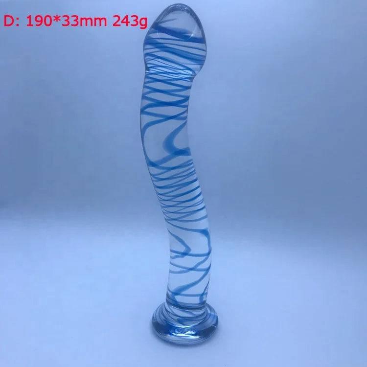 Dual-Ended Spiral Crystal Glass Dildo - G-Spot & Clitoral Massager - Passion Pulse Adult