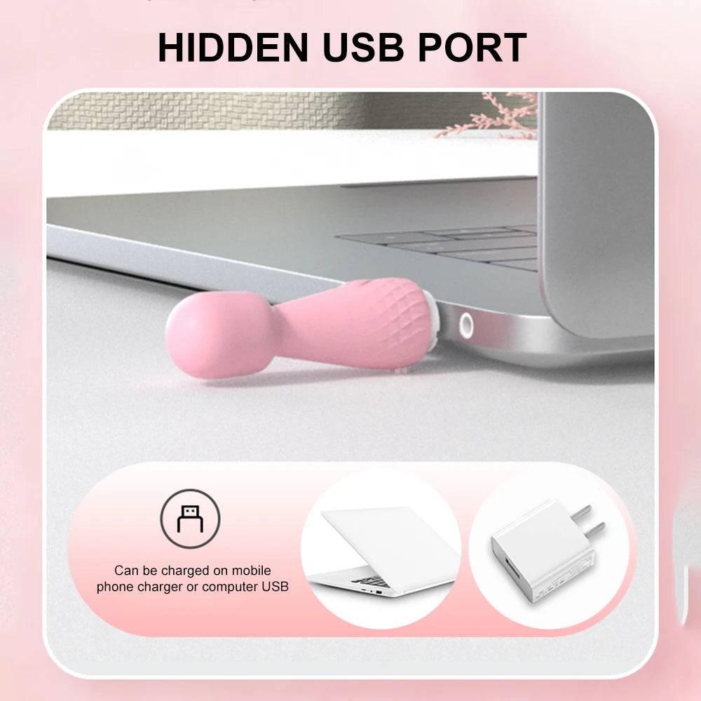 10 Modes Strong Vibration Mini Vibrator: Magic Stick USB Charging Massager, Clitoris and G-Spot Stimulator - Sex Toy for Women, Adults 18+ - Passion Pulse Adult
