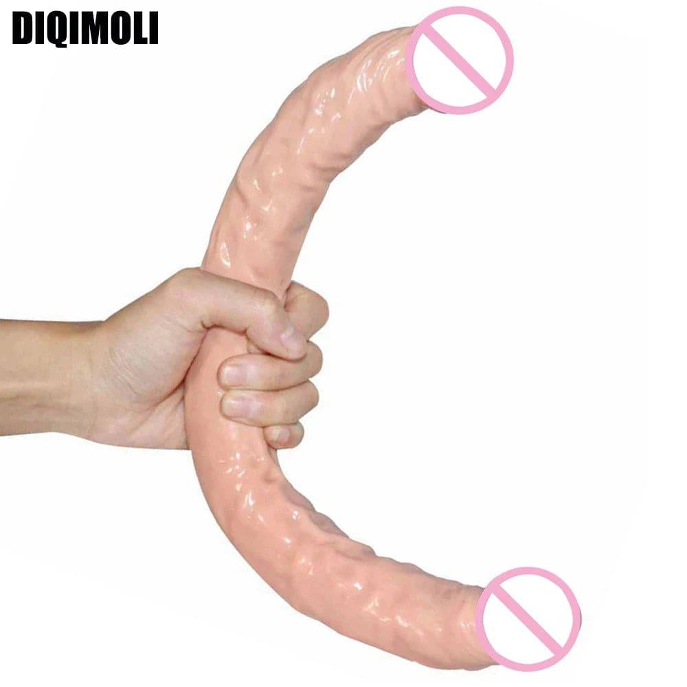 42*4cm Double Dildos Realistic Double Headed Phallus Stimulation of Vagina and Anus Long Penis Dick Sex Toys for Women Lesbian - Passion Pulse Adult