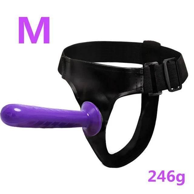 Double Penis Realistic Dildo Vibrator: Ultra Elastic Strap-On Harness for Women - Adult Sex Toy for Lesbians - Passion Pulse Adult