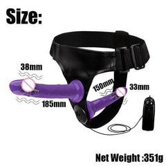 Double Penis Realistic Dildo Vibrator: Ultra Elastic Strap-On Harness for Women - Adult Sex Toy for Lesbians - Passion Pulse Adult