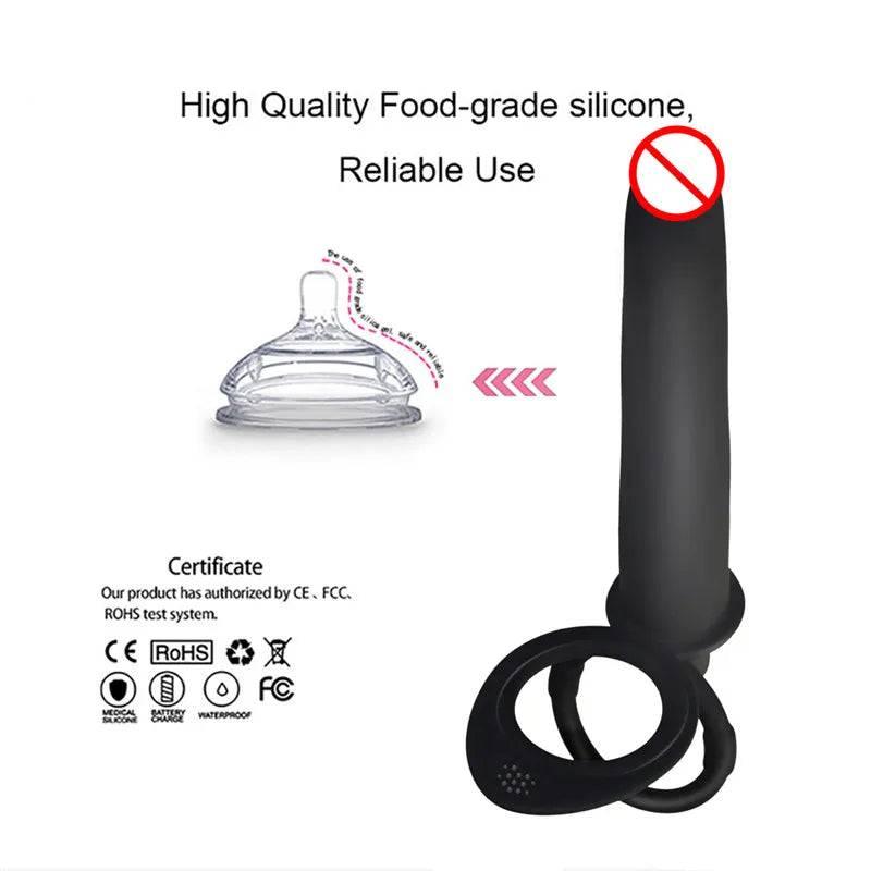 DualFlex Double Penetration Dildo with Vibrating Anal Beads - G-Spot and Prostate Massager for Women, Men, and Couples for Enhanced Intimacy and Pleasure - Passion Pulse Adult