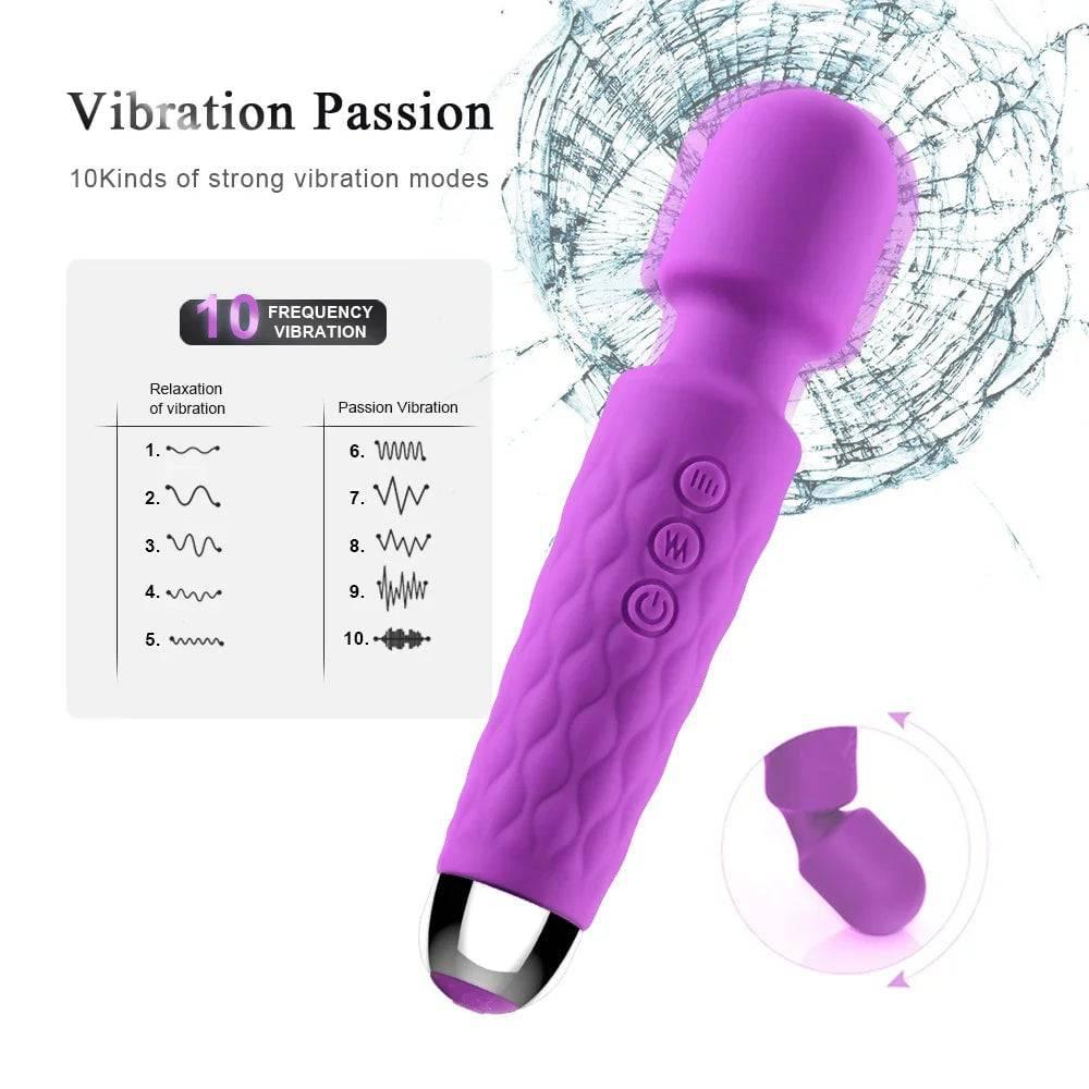 New Power Wand Massager – 10 Speeds, G-Spot & Clitoral Vibrator - Passion Pulse Adult